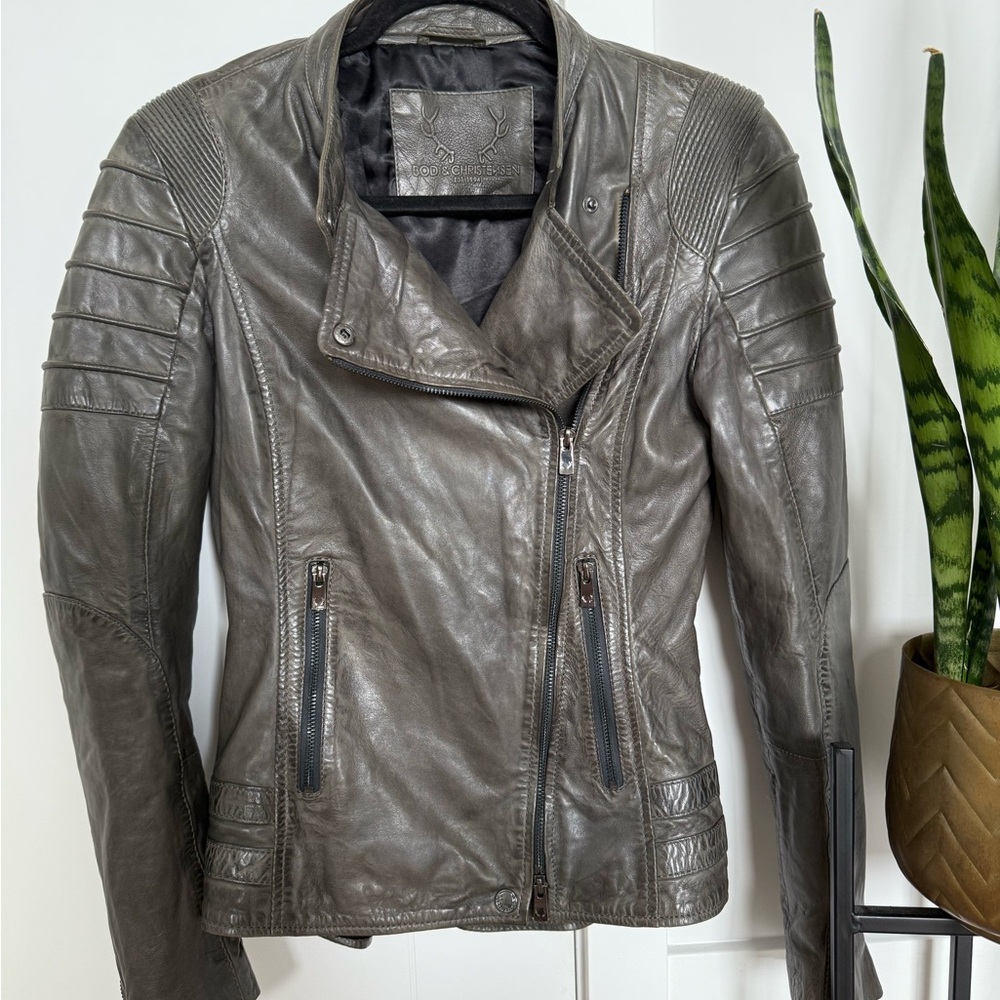 Women's Gray Leather Jacket